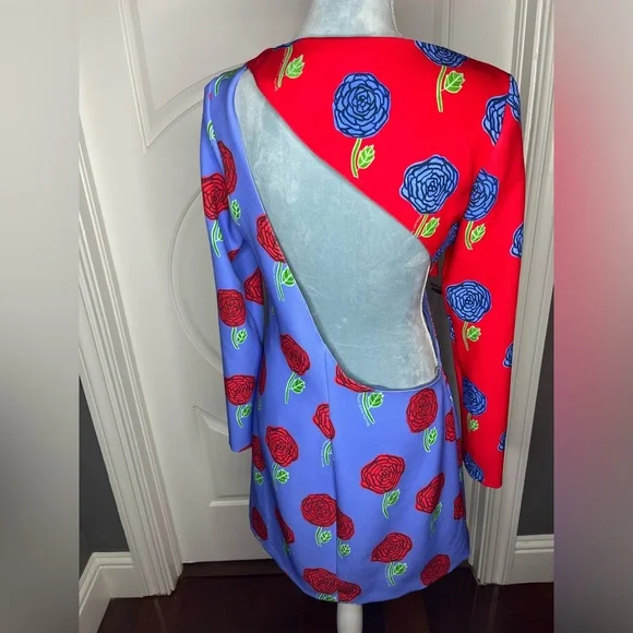 Versace Jeans Couture Roses Printed Cut-Out Crewneck Mini Dress - Picture 9 of 10